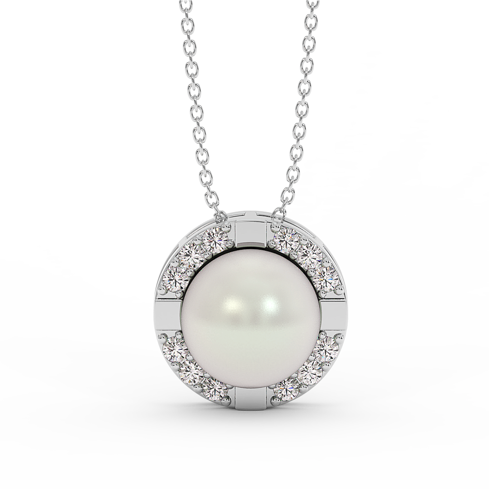 18K Gold Diamond Pearl Necklace